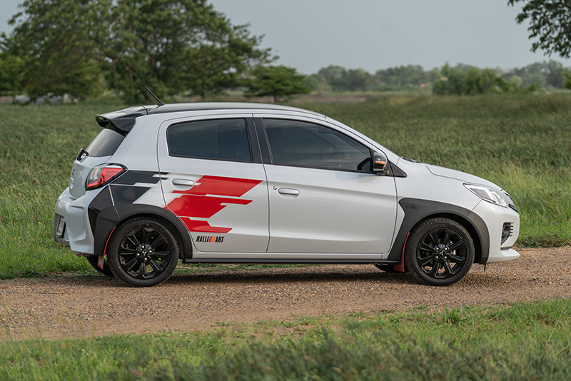 2022 Mitsubishi Mirage Ralliart – eco car is still alive in Thailand; rally-style overfenders, mud flaps, decals Image #1547739