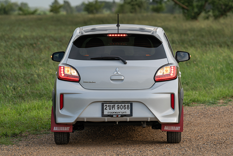 2022 Mitsubishi Mirage Ralliart – eco car is still alive in Thailand; rally-style overfenders, mud flaps, decals Image #1547741