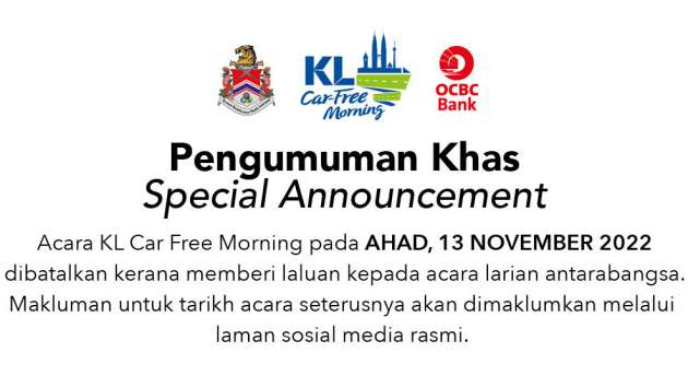 No KL Car Free Morning this Sunday due to SCKLM