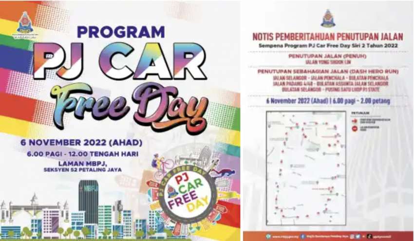 Program PJ Car Free Day pada 6 November 2022 –  jalan ditutup dari jam 6 pagi hingga 2 petang 1538037