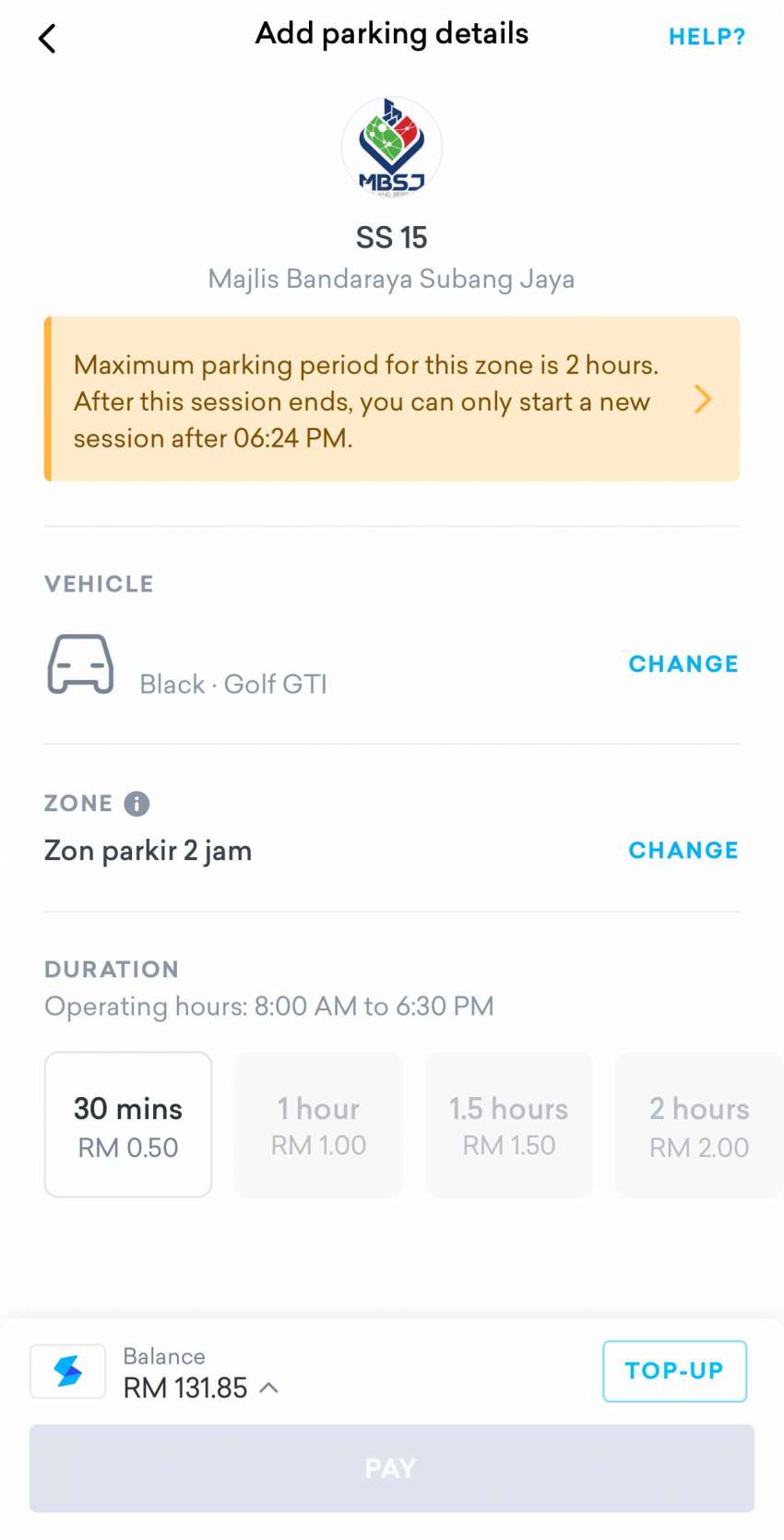 Setel now supports MBSJ two-hour parking lots 1549405