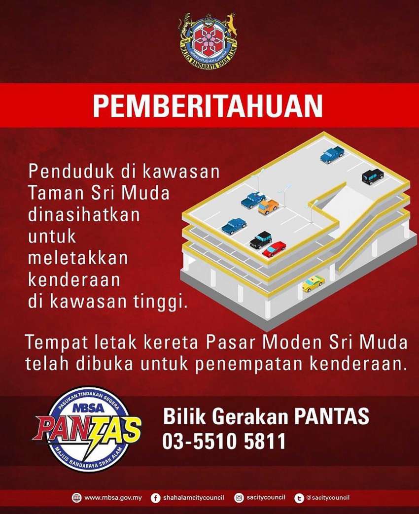 Sri Muda residents advised to park cars at higher ground – Pasar Moden Sri Muda parking available 1541558