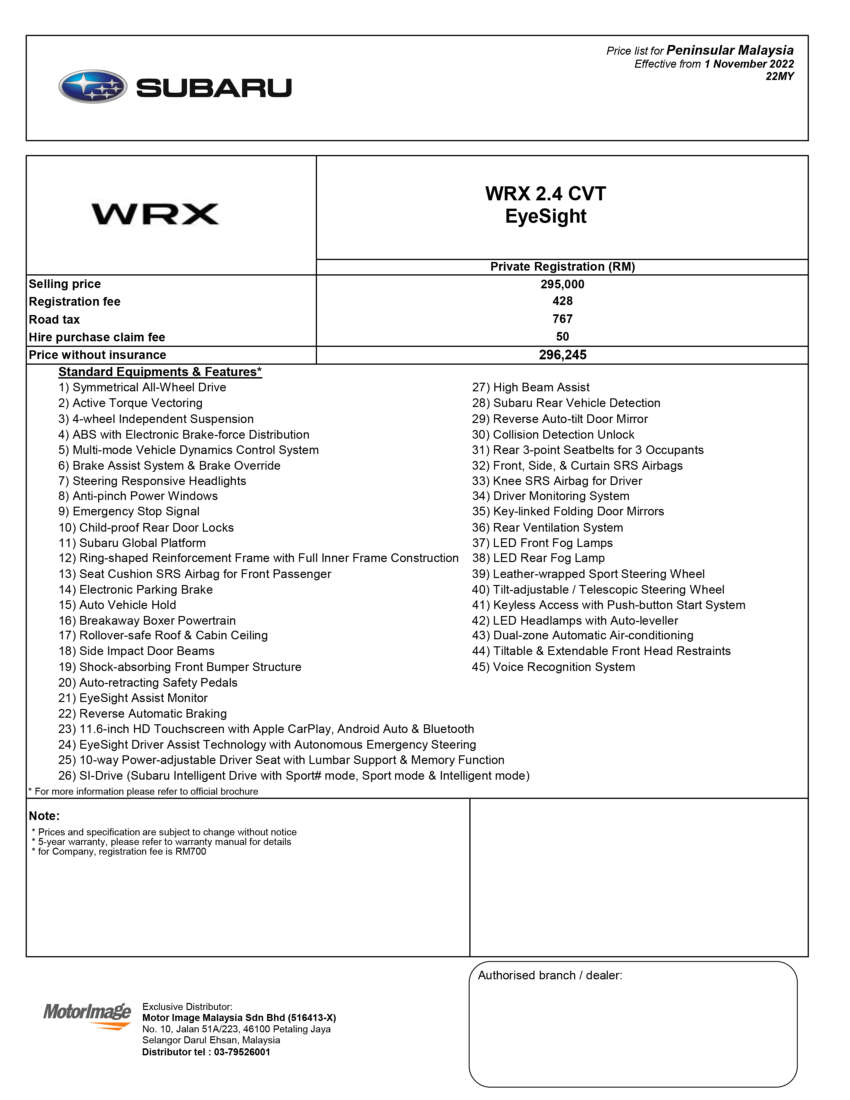 2023 Subaru WRX in Malaysia – sedan, wagon body styles; 275 PS 2.4T flat-four; 6MT, CVT; from RM285k 1597633