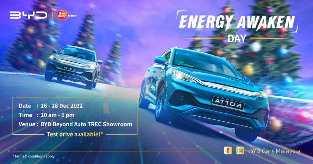 Explore and test drive the BYD Atto 3 EV during the Energy Awaken Day at TREC KL from December 16-18