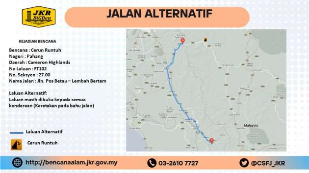 Landslide near Genting Highlands – JKR advises motorists to use alternative route via Karak Highway