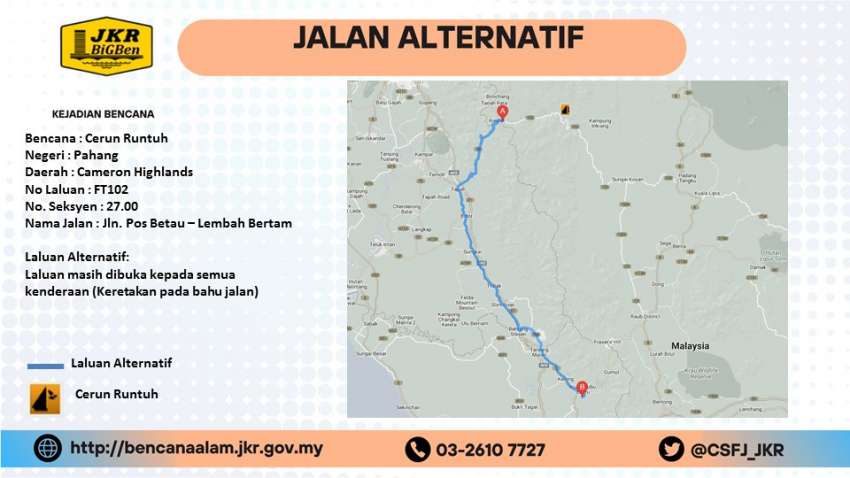 Landslide near Genting Highlands – JKR advises motorists to use alternative route via Karak Highway 1557959