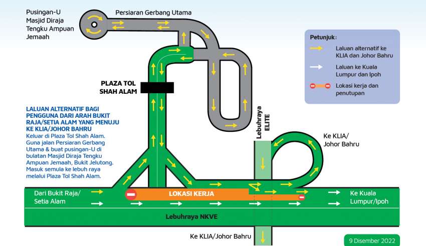 NKVE lane closures from Setia Alam northbound, Dec 15-18 – detour for those heading to Elite, KLIA 1556605