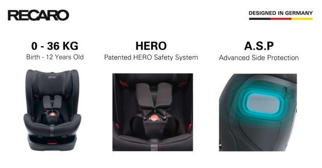 Seat your child in safety and comfort with the Recaro Namito – for children newborn to 12 years old, or 36 kg