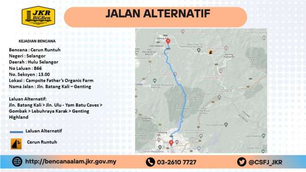 Cerun runtuh di Jalan Batang Kali-Genting Highlands: Orang ramai diminta guna laluan alternatif – JKR