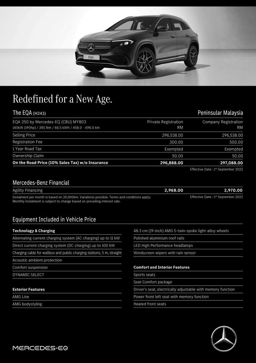 2023 Mercedes-Benz EQA250 – EV price increased to RM297k, up RM10k; max claimed range now 496 km 1565748