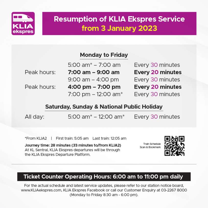 KLIA Ekspres is back as a dedicated non-stop service, no longer combined with KLIA Transit – new schedule 1564142