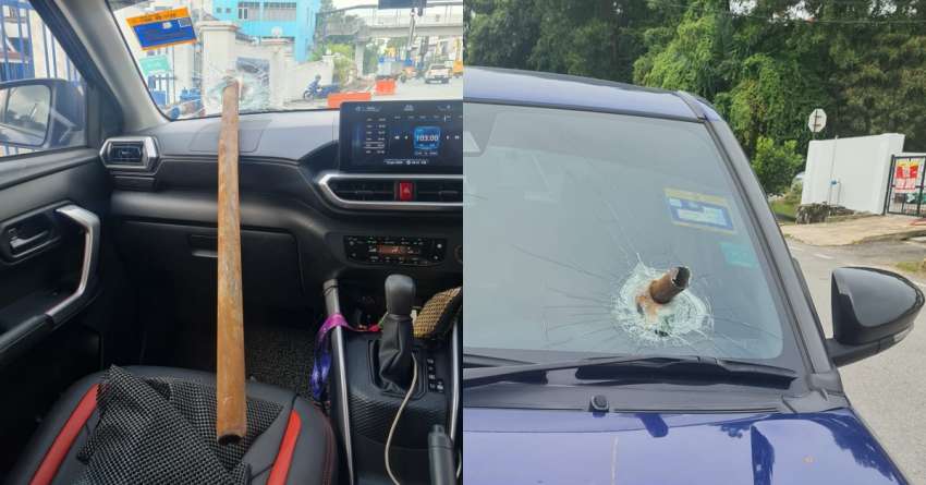 Loose metal pipe flies off lorry, penetrates Perodua Ativa windscreen, ends up on front passenger seat 1567863