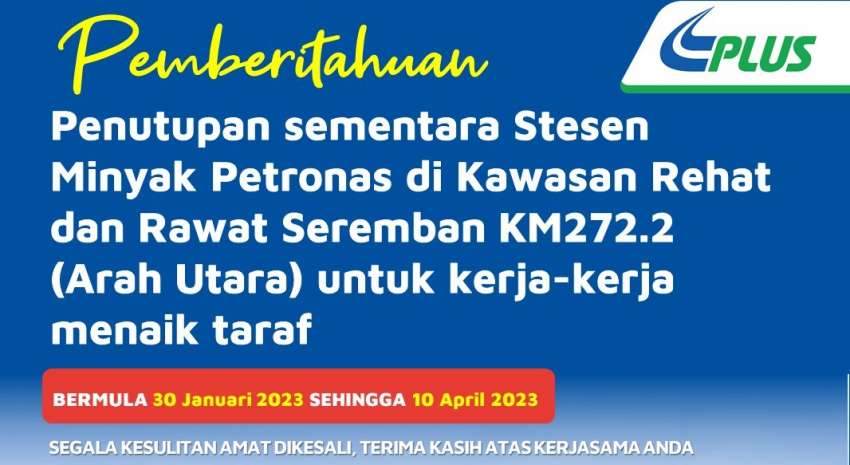 PLUS Seremban R&R Petronas closed till April 10 1571109