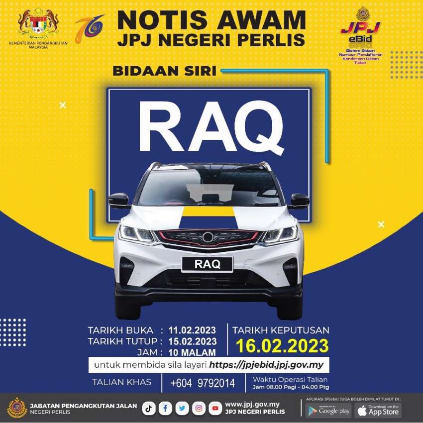 JPJ eBid: VKJ and RAQ number plates up for bidding 1570646