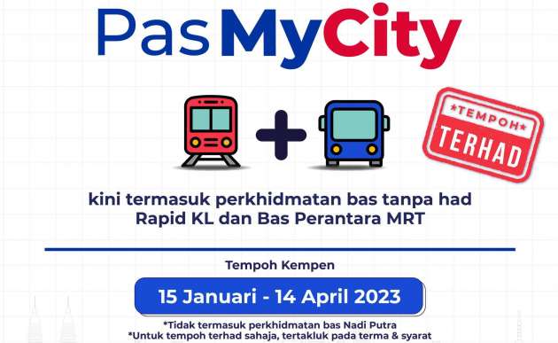 Pas MyCity kini boleh digunakan untuk perkhidmatan bas Rapid KL dan bas perantara MRT hingga 14 Apr