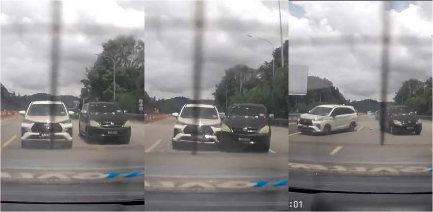 Toyota Innova crashes into a Veloz on NKVE – driver appeared to be confused by yellow line markings Image #1569925