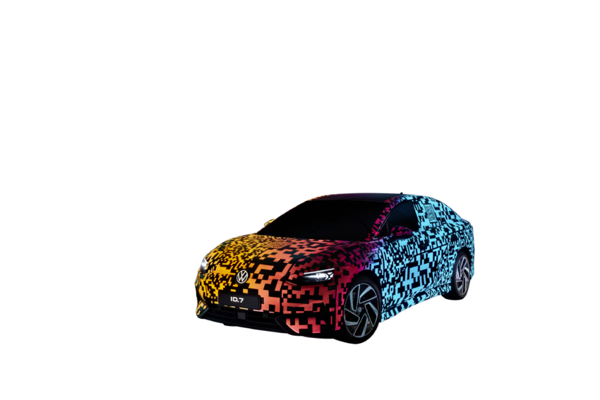 Volkswagen ID.7 debuts with trippy camo at CES – EV sedan with 700 km of range; launch in Q2 this year 1599672