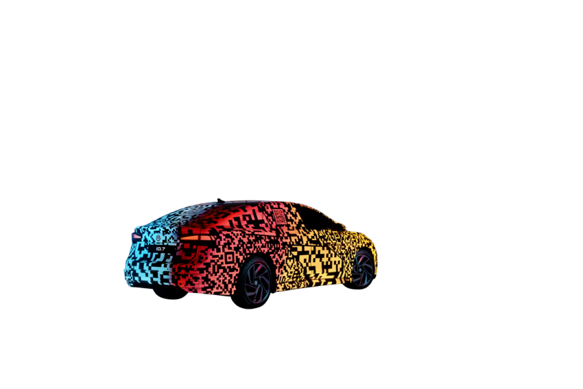 Volkswagen ID.7 debuts with trippy camo at CES – EV sedan with 700 km of range; launch in Q2 this year 1599673