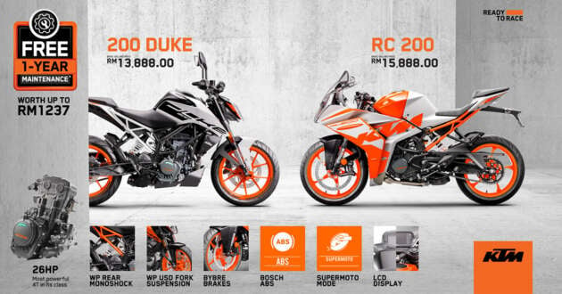 AD: Buy the KTM 200 Duke and RC 200 before March 31, get one year of free scheduled maintenance!