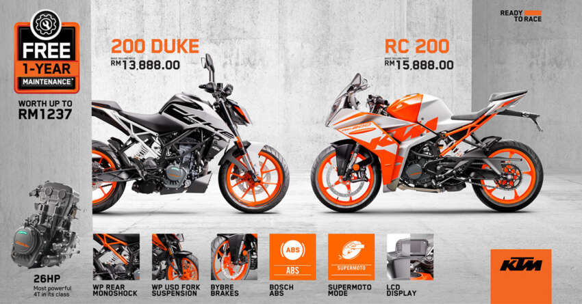 AD: Buy the KTM 200 Duke and RC 200 before March 31, get one year of free scheduled maintenance! 1579804