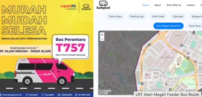 Rapid KL launches T757 ‘on-demand’ feeder bus to LRT Alam Megah, book a seat on the van via Kumpool 1579670