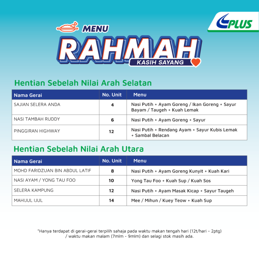 PLUS introduces Menu Rahmah – RM5 meals at R&Rs 1580770