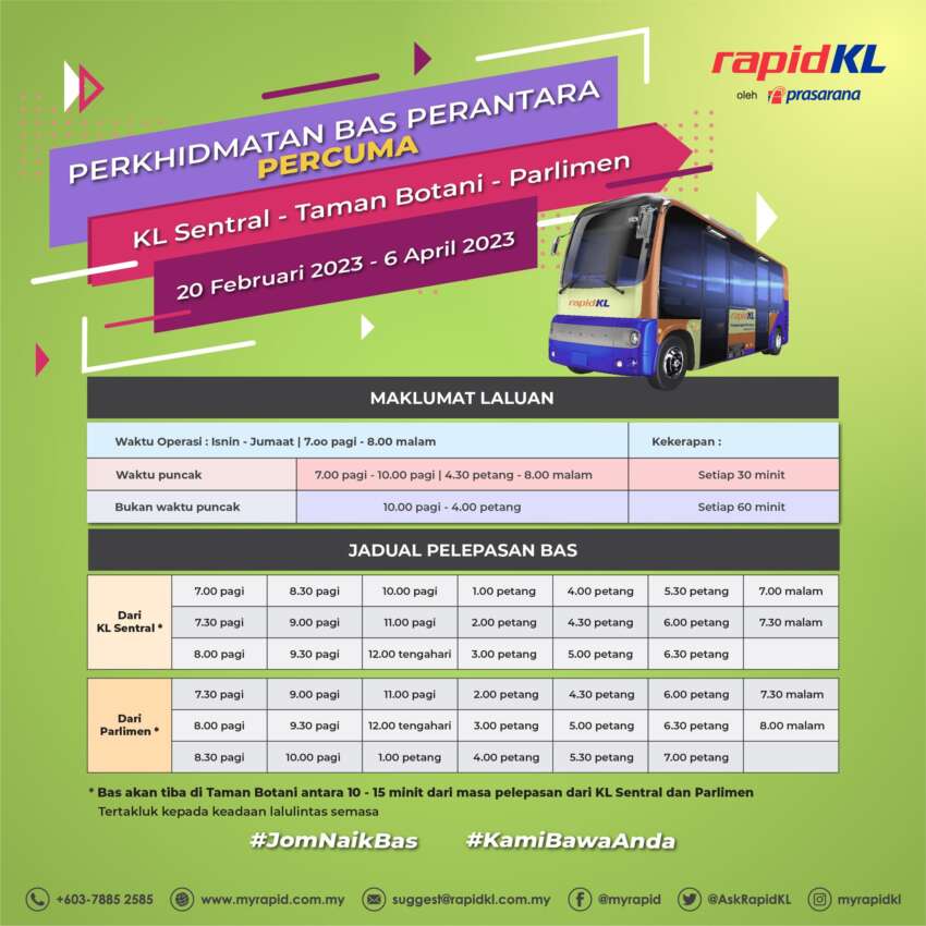 Rapid KL launches ‘Bas Parlimen’, a free mini bus service from KL Sentral and Taman Botani carpark 1579095