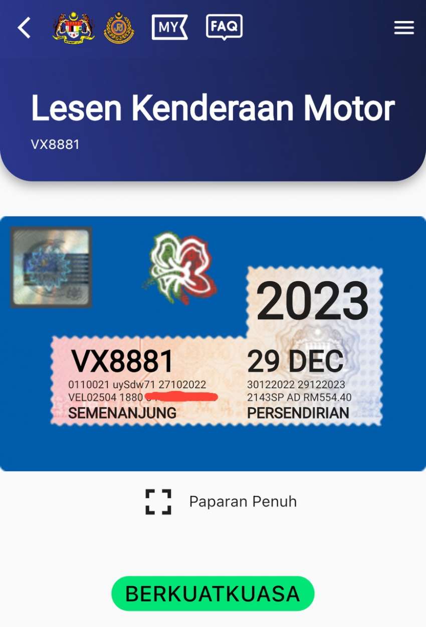 No longer mandatory to display road tax on car from Feb 10, show e-LKM on phone app instead – Loke 1574428