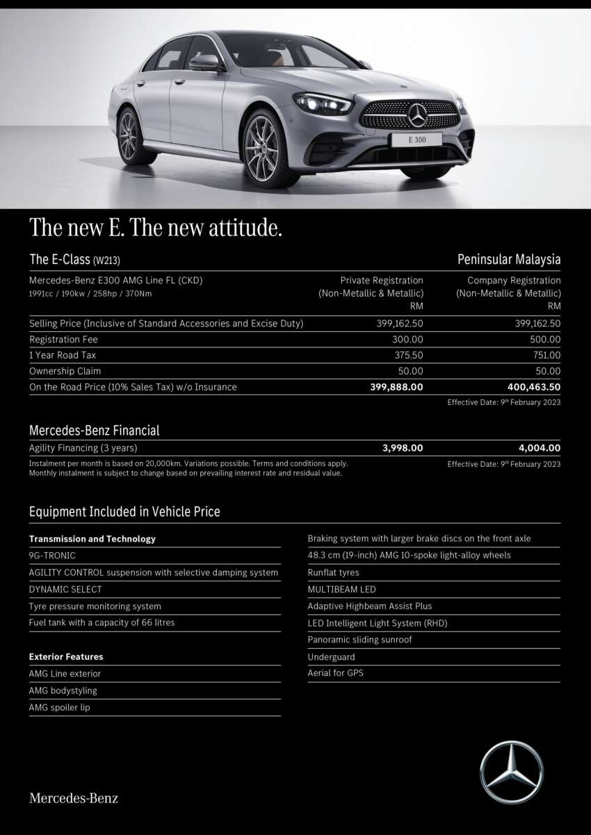 Mercedes-Benz E300 AMG Line 2023 dikemaskini di Malaysia – roda baharu, brek besar; RM399,888 1596633