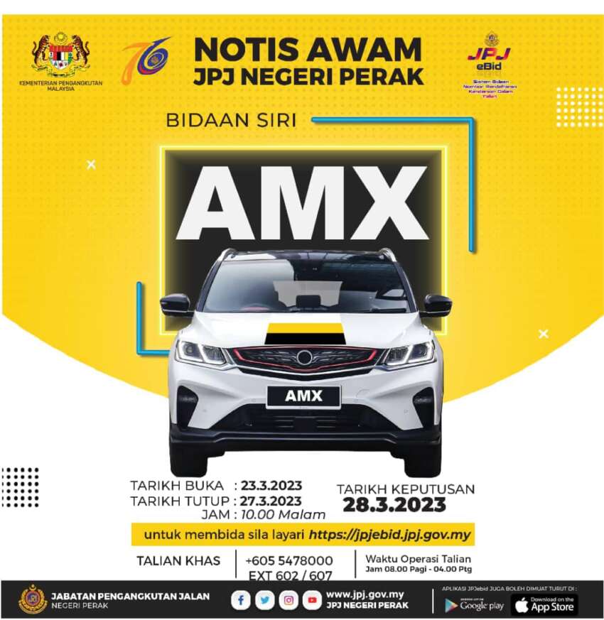 JPJ eBid: Siri AMX dan CET dibuka untuk bidaan 1593476