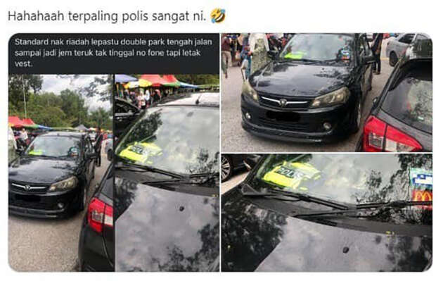 Police Saga blocking traffic in Ipoh – car/vest belongs to cop, family member was driving, 3 <em>saman</em> issued