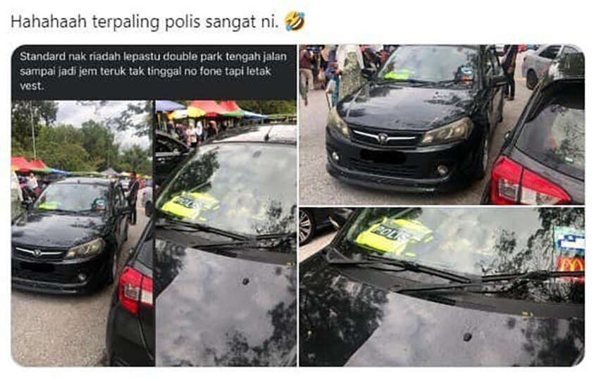 Pics of “police car'” obstructing traffic at Ipoh’s Polo Ground go viral – cops looking for owner of images 1585723