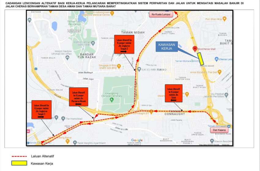 Jalan Cheras road closure, contraflow at EkoCheras, MRT Taman Mutiara stretch – starts March 7, till May 1582649