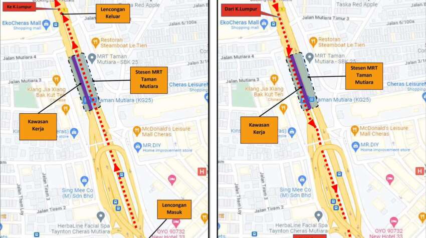 Jalan Cheras road closure, contraflow at EkoCheras, MRT Taman Mutiara stretch – starts March 7, till May 1582650