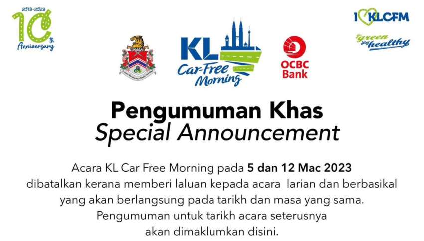 No KL Car Free Morning for the next two Sundays 1582852