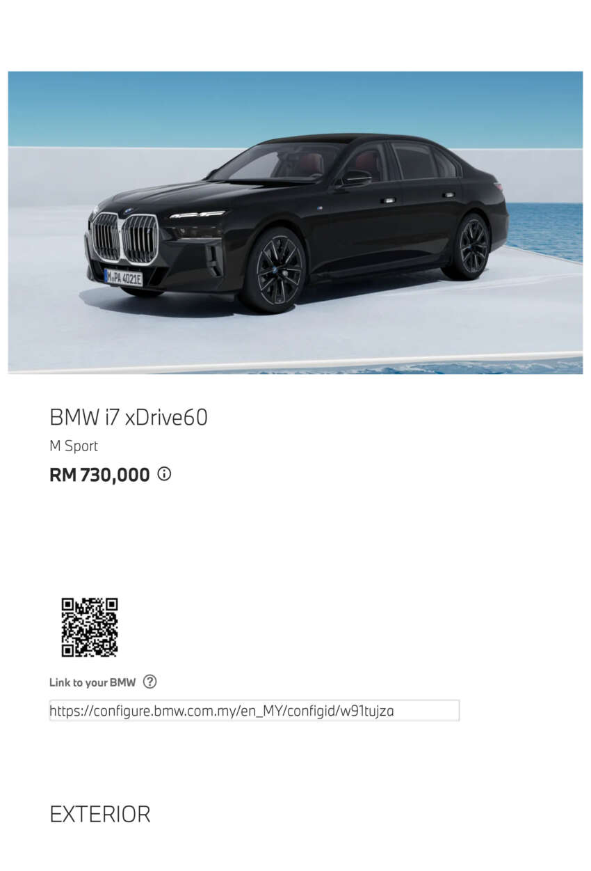 BMW i7 xDrive60 configurator shows RM730k price? 1592595