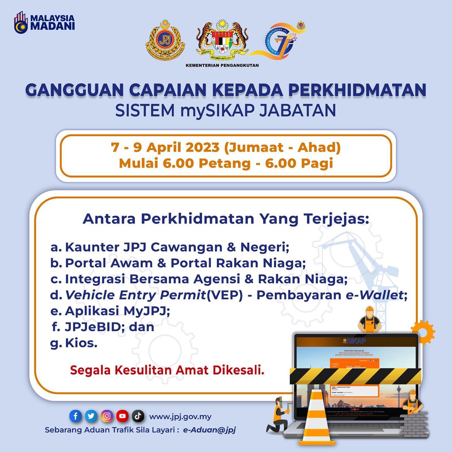 JPJ Planned Downtime Apr7-9