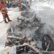 Empat buah skuter elektrik, sembilan buah motosikal terbakar di parkir motosikal Suria KLCC petang ini