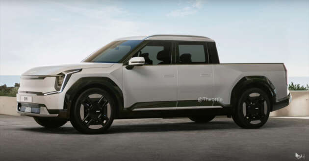 Kia EV9 Ute rendered by Theophilus Chin – double-cab pick-up truck based on six- or seven-seater EV SUV