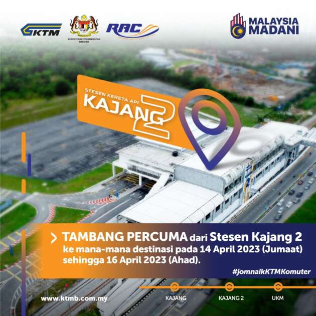 KTMB tawar tambang percuma hingga 16 April  2023 dari Stesen Kajang 2 ke mana-mana destinasi