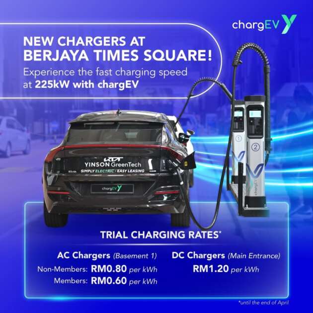 ChargEV installs 2x CCS2 (up to 225 kW) Kempower DC, 6x AC 22 kW chargers at Berjaya Times Square