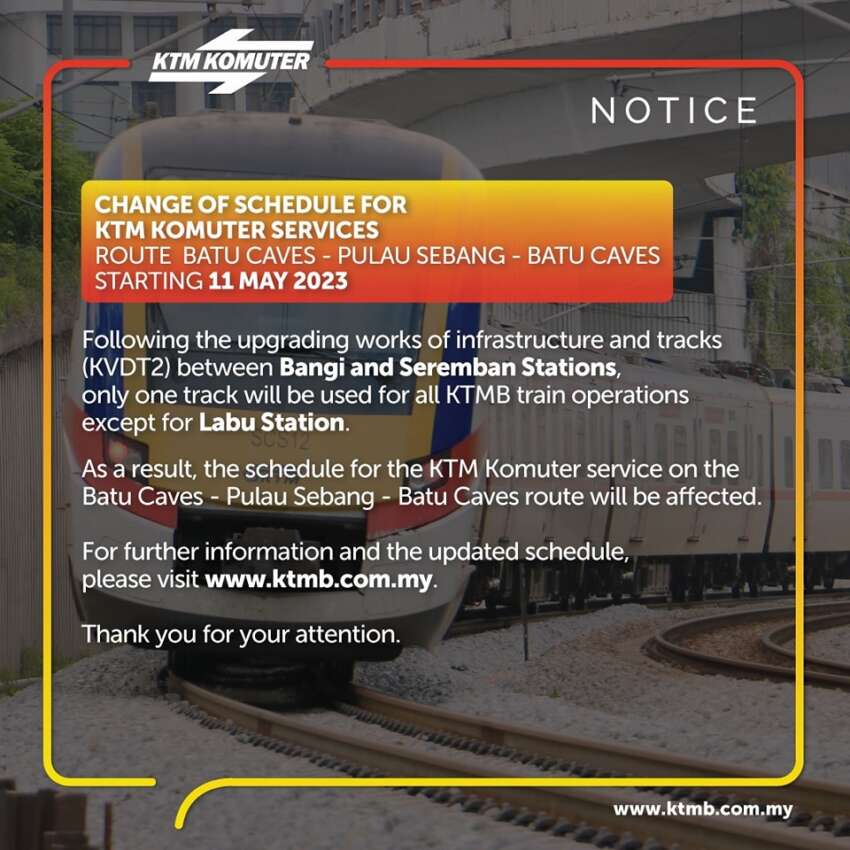 KTM Komuter planned service disruption on May 11/13 1609641