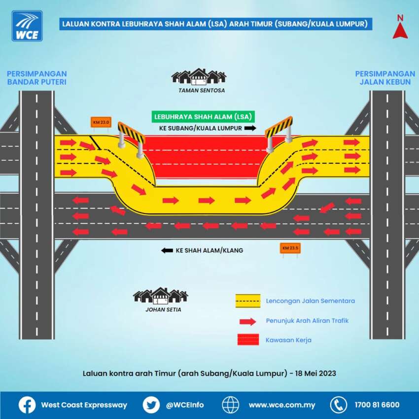 Kesas Highway lane closure, contraflow between Bandar Puteri, Jalan Kebun exits – today and Sun 1615530