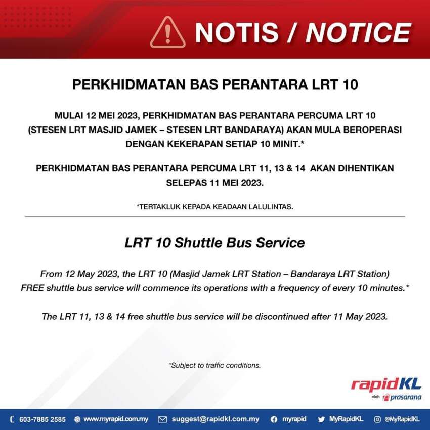 LRT Ampang/SP Line: 6 stations reopen today, from Bandaraya to Sentul Timur; free shuttle bus ends 1612841