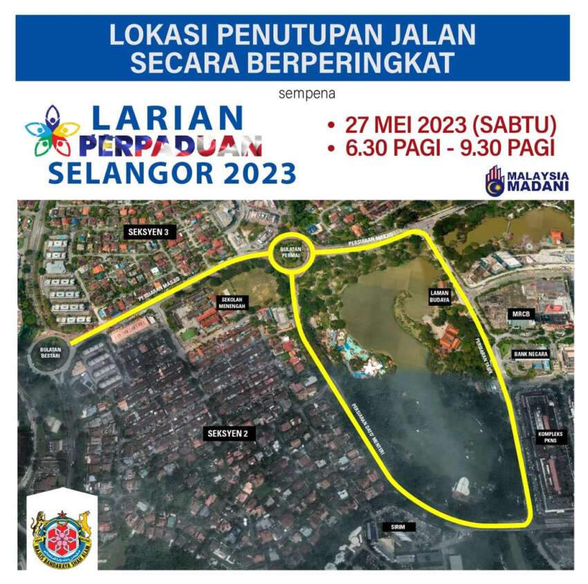 Penutupan jalan di Shah Alam esok; persimpangan Persiaran Perbandaran ditutup malam hingga 31 Mei 1618626