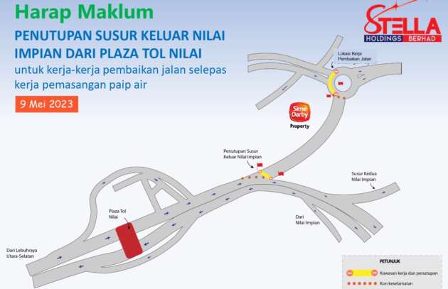 Closure of Nilai Impian exit from PLUS toll on May 9