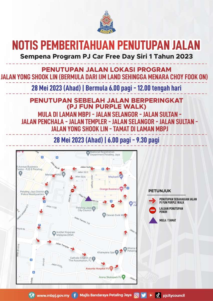 Hari Bebas Kenderaan PJ pada Ahad ini, 28 Mei – beberapa jalan bakal ditutup secara berperingkat 1618483
