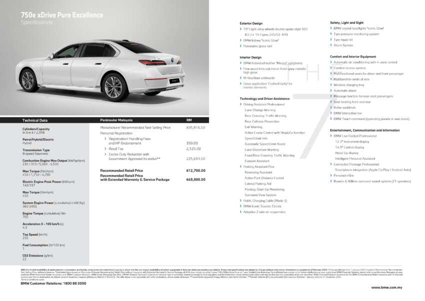 BMW 750e xDrive Pure Excellence 2023 di Malaysia – PHEV CKD; 489 PS, 87 km jarak EV; dari RM613k 1621151