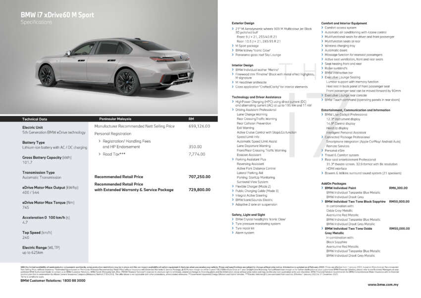 2023 BMW i7 xDrive60 M Sport in Malaysia – 625 km EV range, 544 PS, 31.3-inch theatre screen; fr RM707k 1632455