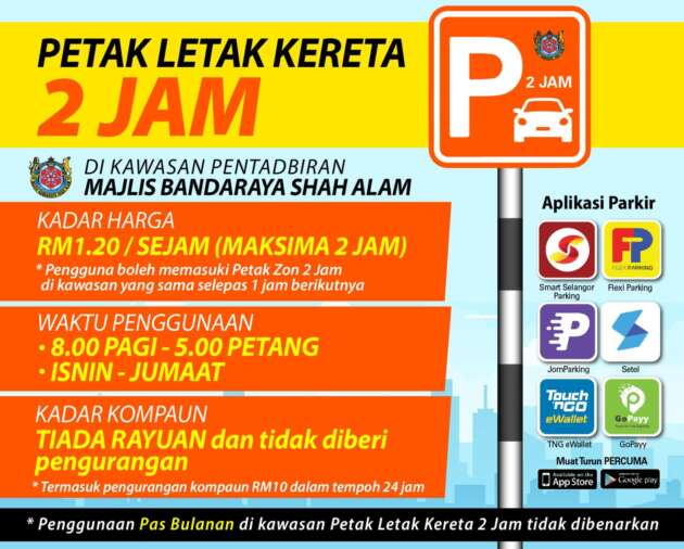 MBSA 2-hour parking system starts on July 1 – 8am to 5pm weekdays, RM1.20 per hour rate via 6 apps